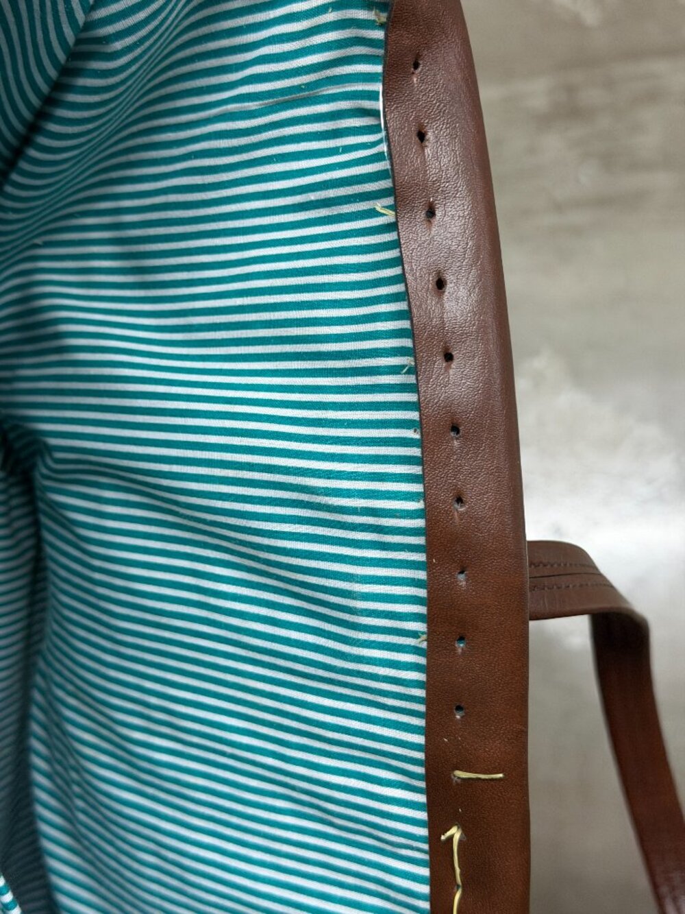 Woven Seagrass Straw Beach Tote Bag Handles Trim Striped Lining Natural - Picture 6 of 6
